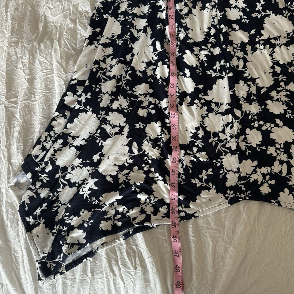 J. Jill Floral Print Tank Dress Womens V Neck XL White Black Sleeveless - Picture 8 of 8